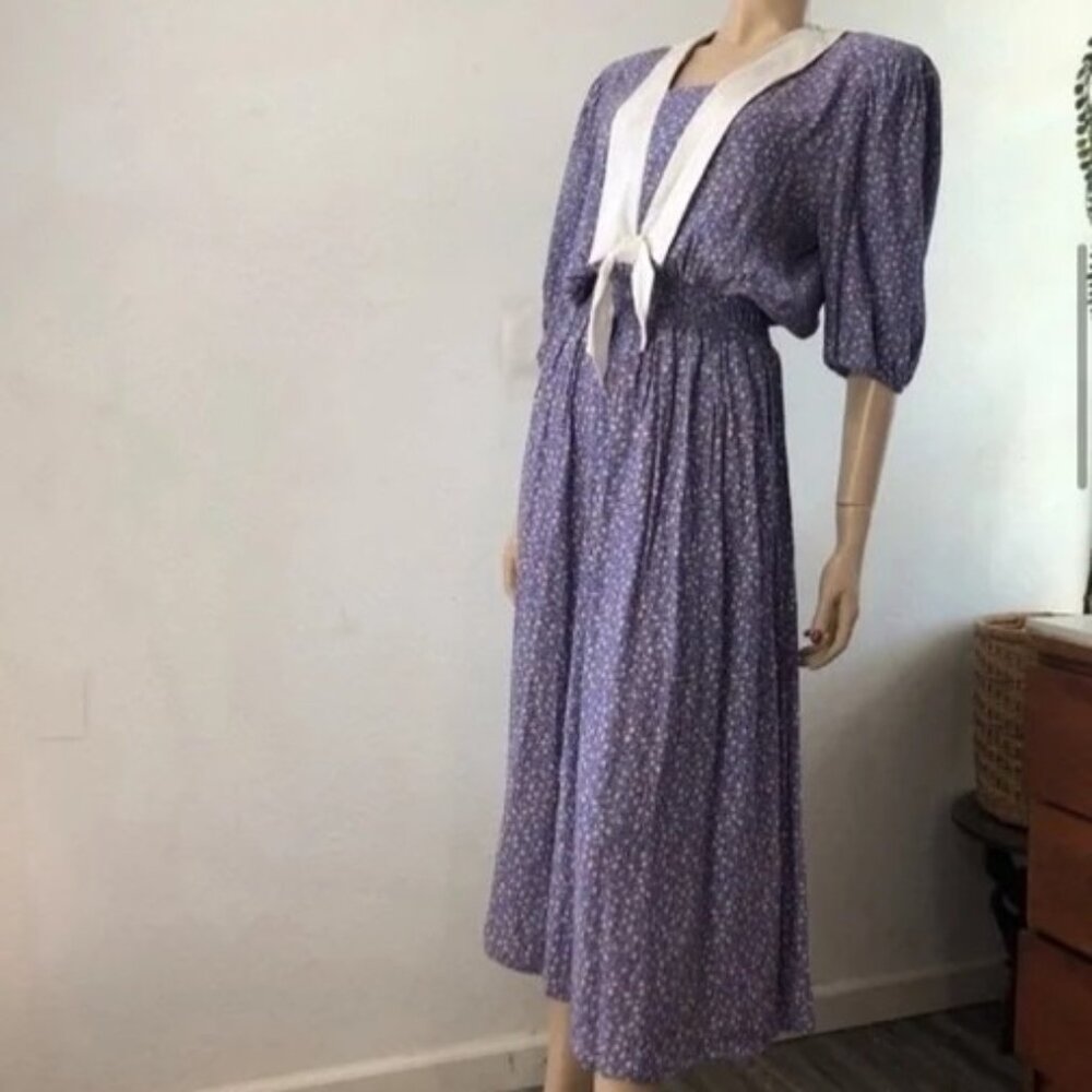 Floral long sleeve midi sailor dress